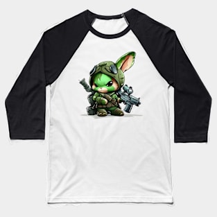 Armored Angry Rabbit Holding a Riffle Baseball T-Shirt